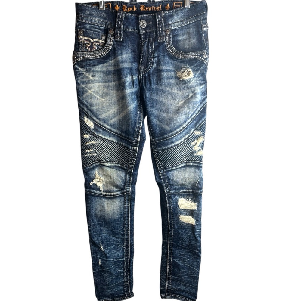 Rock Revival Chase Biker Dark Blue Relaxed Men's Jeans collectors edition - Picture 9 of 13